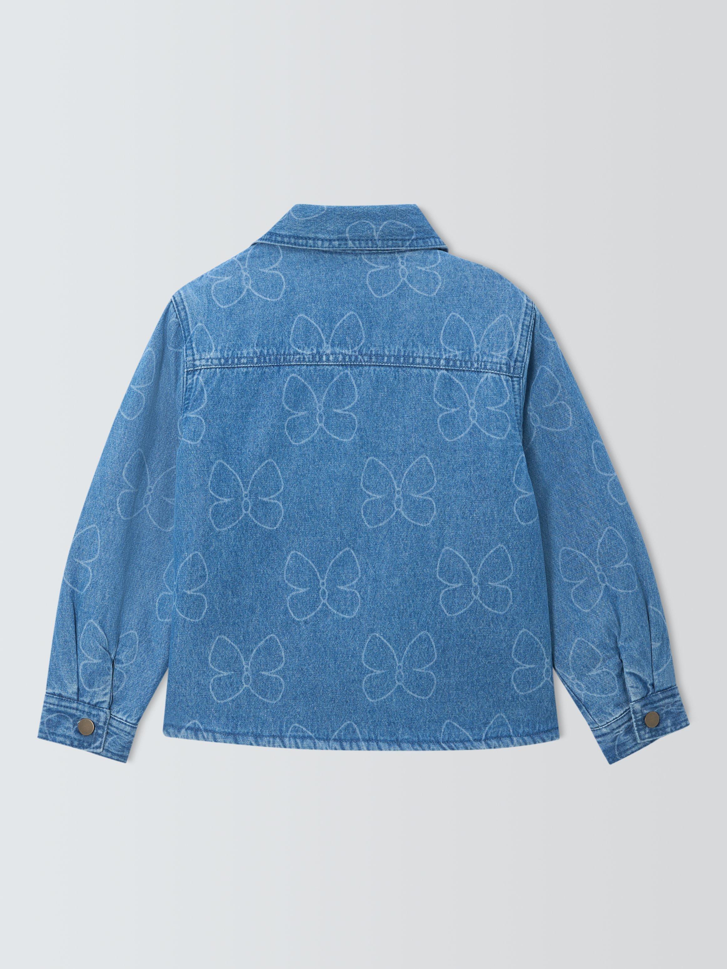 Product image 7 of 7, which shows John Lewis Kids' Butterfly Denim Jacket, Blue Denim, 9 years