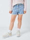 John Lewis Kids' Strawberries Denim Shorts, Light Denim