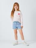 John Lewis Kids' Strawberries Denim Shorts, Light Denim