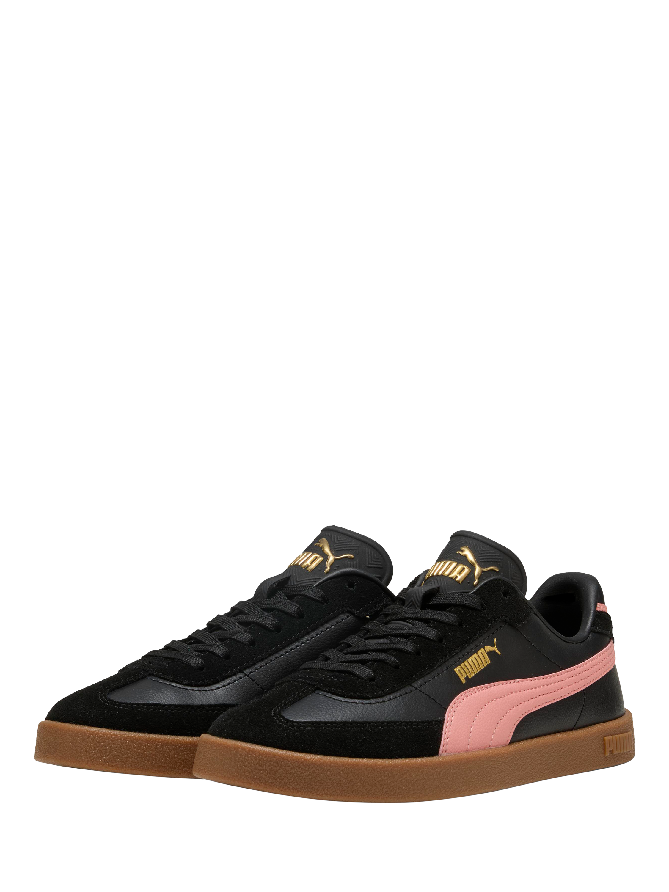 Product image 2 of 5, which shows PUMA Club II Era Suede Leather Trainers, Black/Pink, 4