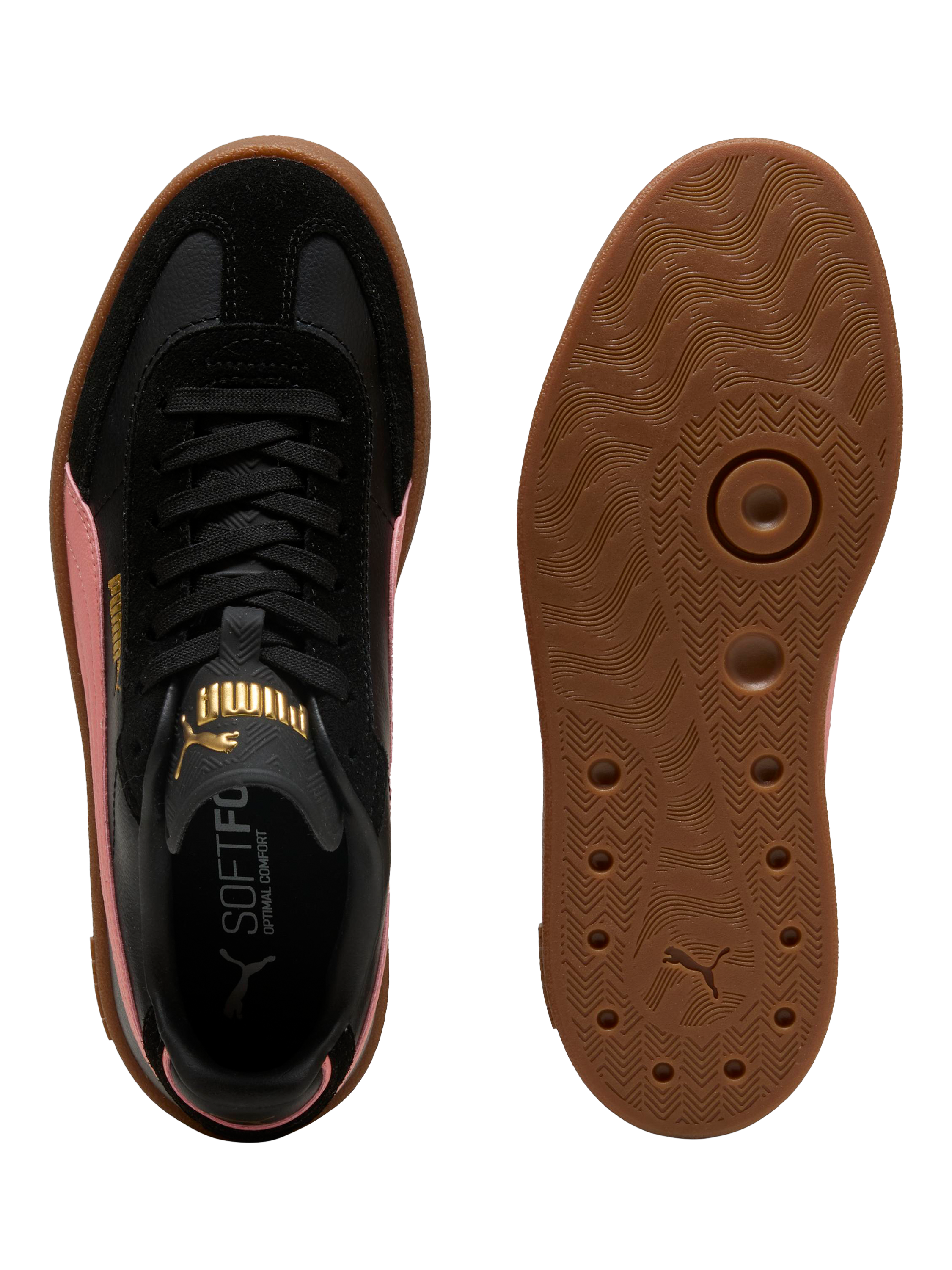 Product image 4 of 5, which shows PUMA Club II Era Suede Leather Trainers, Black/Pink, 4