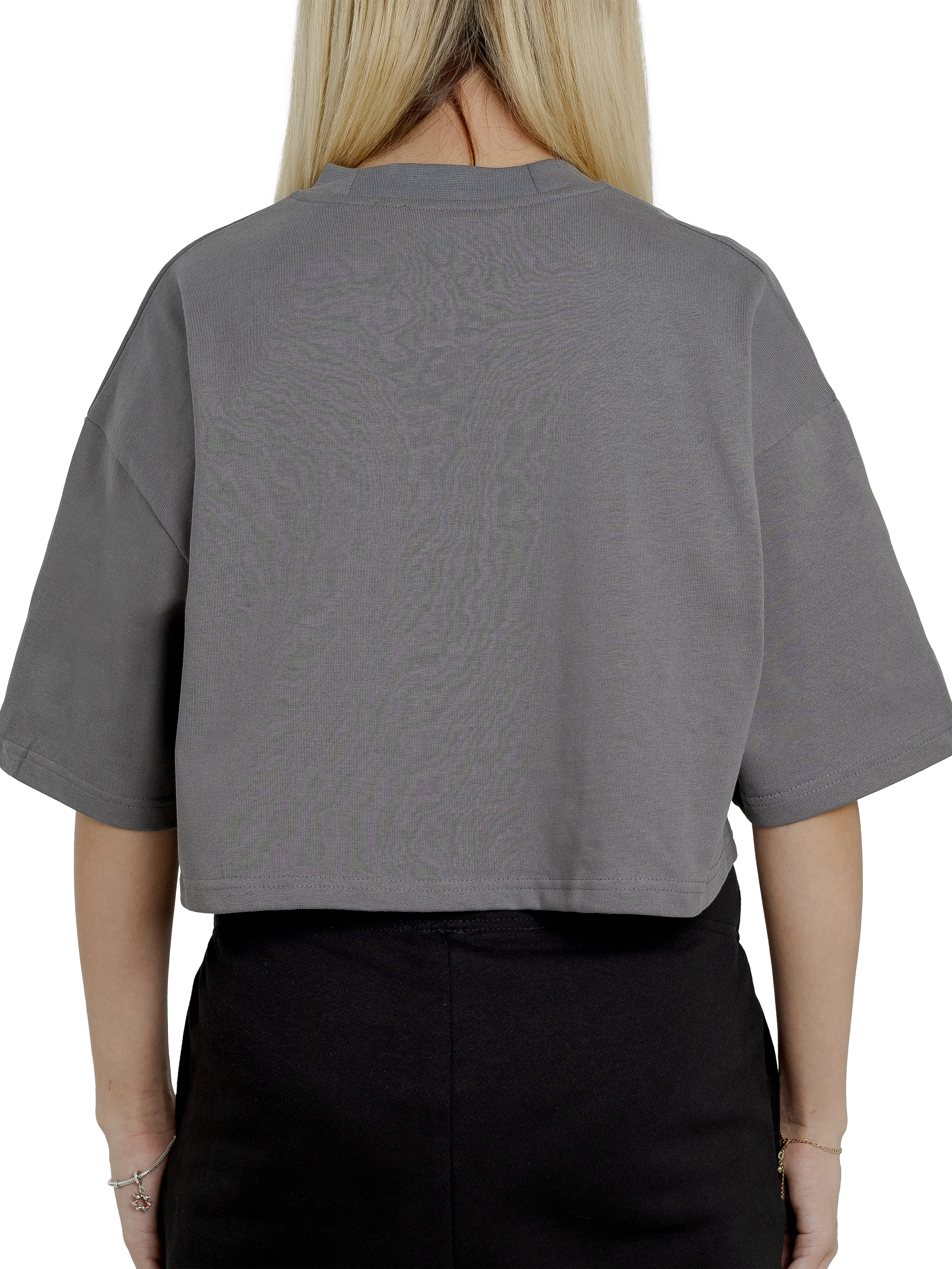Product image 4 of 5, which shows Ony Cropped Logo T-Shirt, Grey, XS