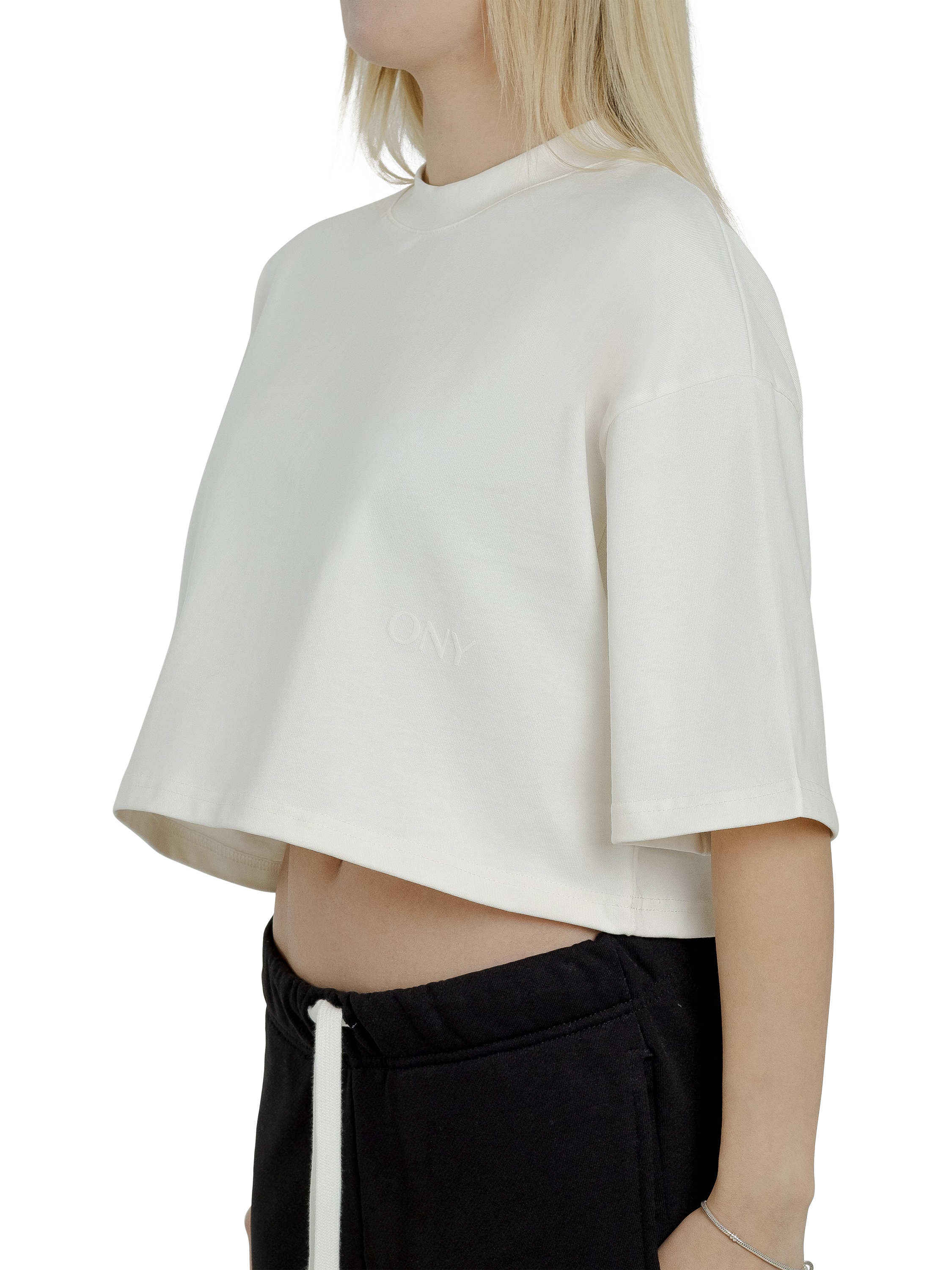 Product image 3 of 5, which shows Ony Cropped Logo T-Shirt, Off White, XS