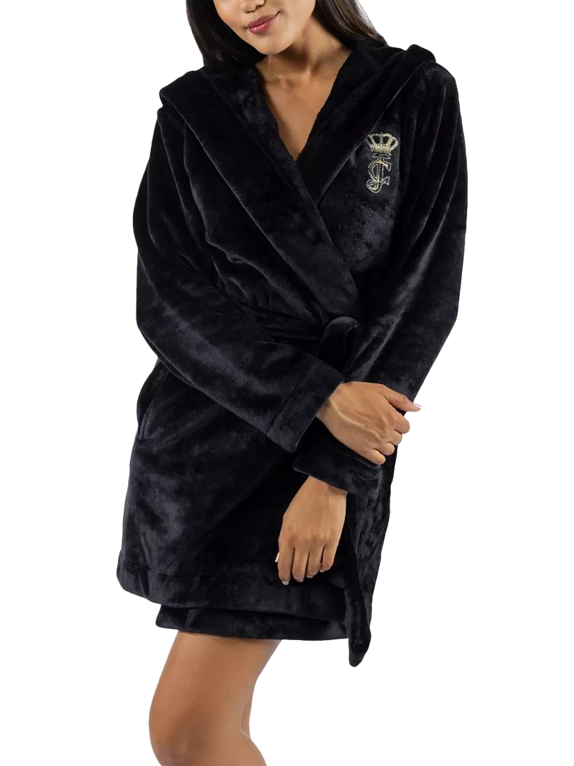 Fluffy black dressing gown hotsell