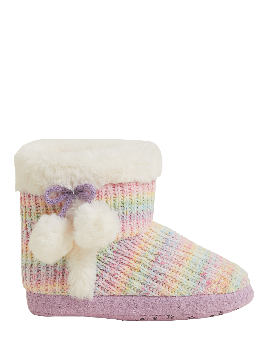 Product image 1 of 3, which shows Angels by Accessorize Kids' Chenille Slipper Boots, Pastel/Multi, 7-8