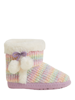 Angels by Accessorize Kids' Chenille Slipper Boots, Pastel/Multi, Pastel/Multi