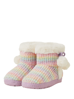 Angels by Accessorize Kids' Chenille Slipper Boots, Pastel/Multi - view 2, Pastel/Multi