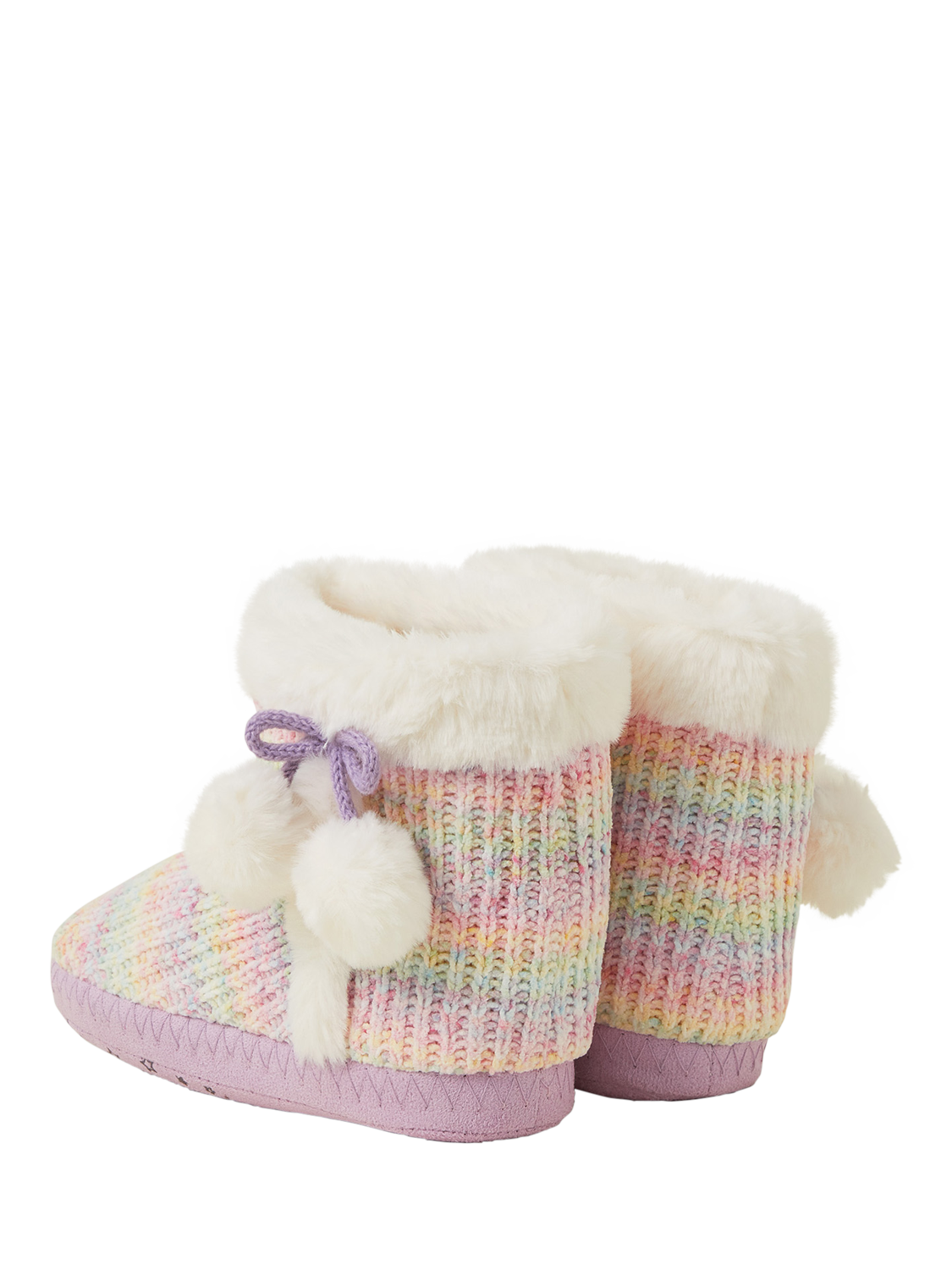 Product image 3 of 3, which shows Angels by Accessorize Kids' Chenille Slipper Boots, Pastel/Multi, 7-8
