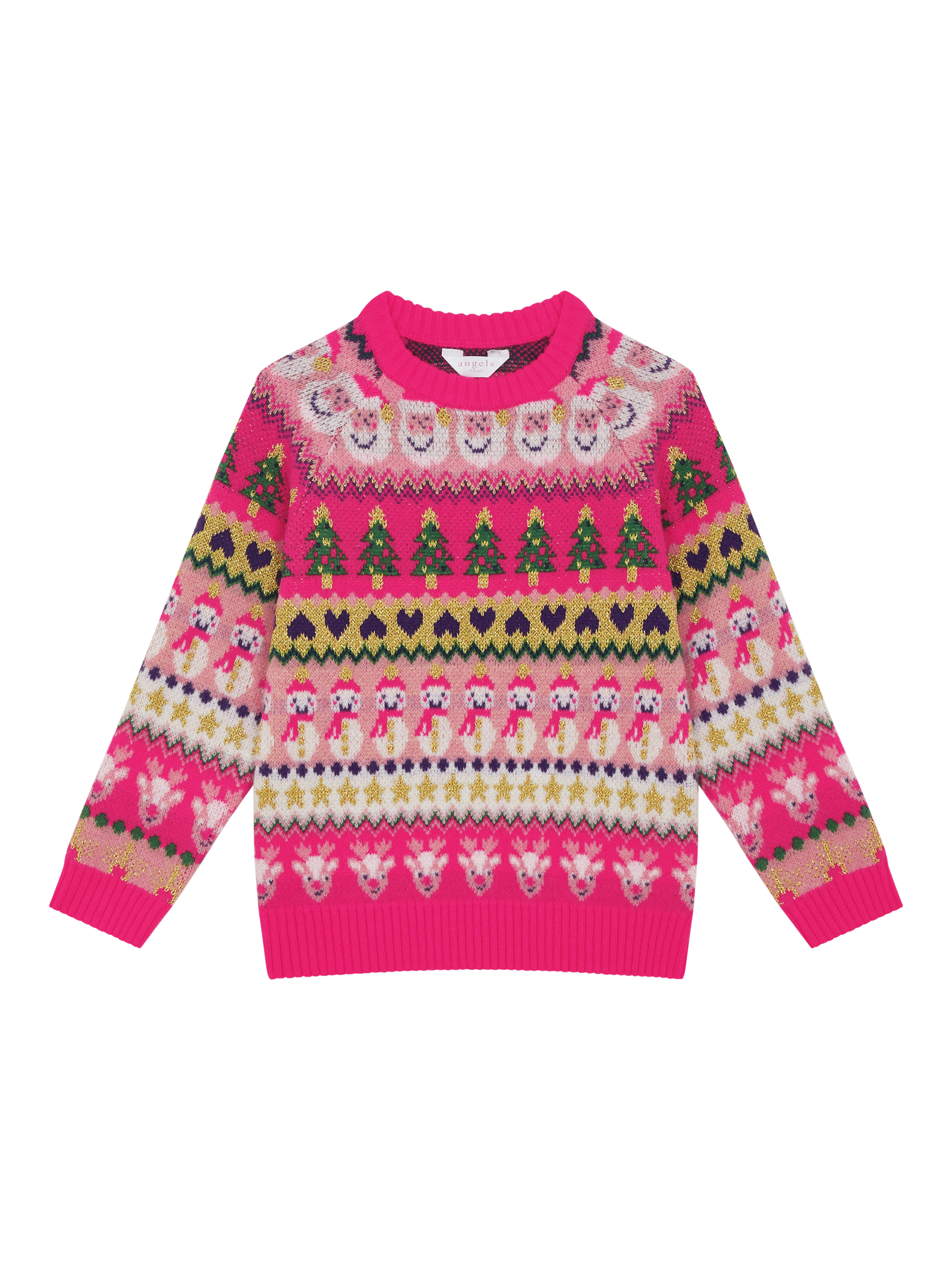 Angels by Accessorize Kids' Christmas Jumper, Pink/Multi