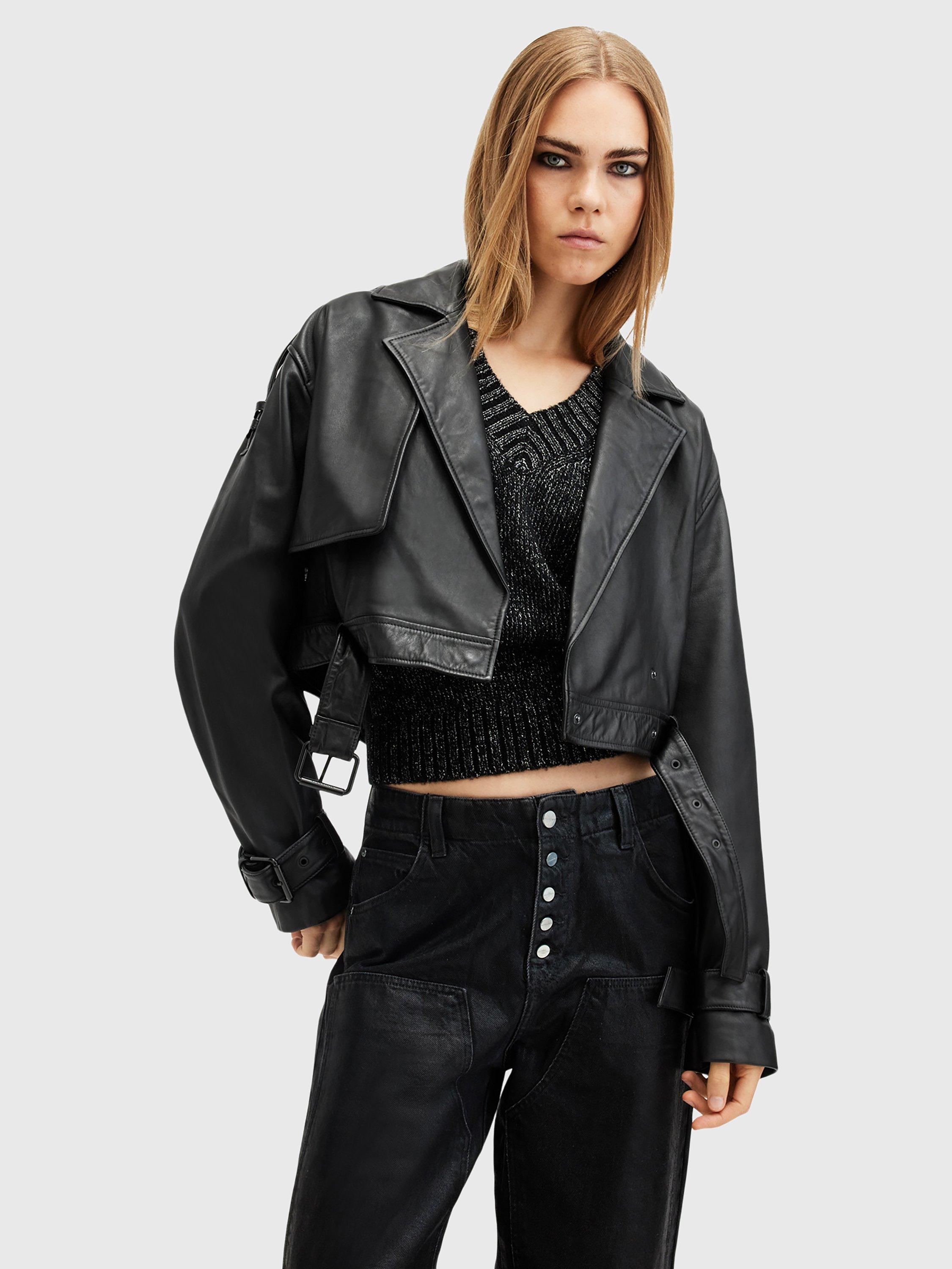 AllSaints Ophelia Leather Jacket Black