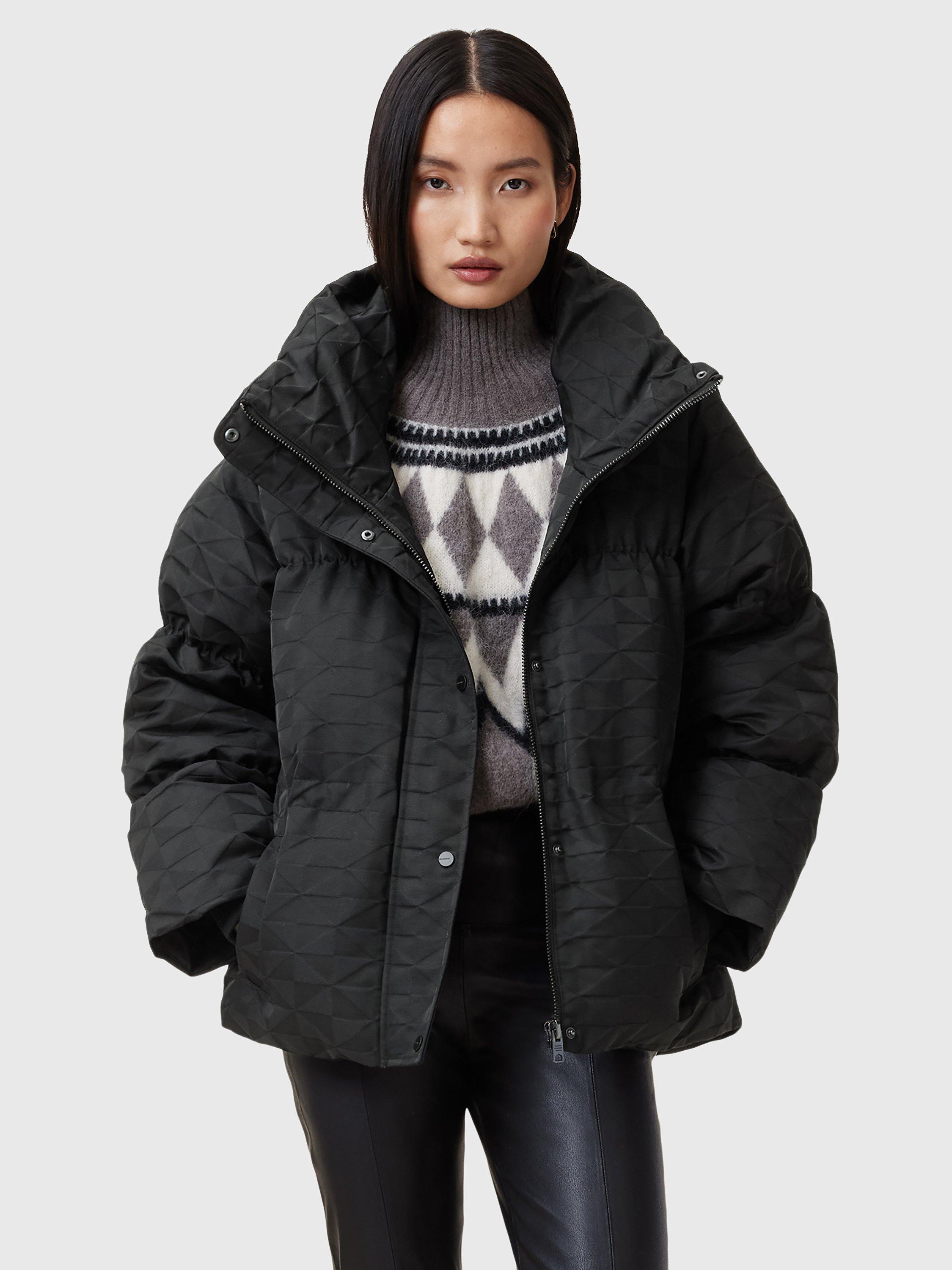 AllSaints Peckham Geometric Jacquard Puffer Jacket, Black