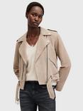 AllSaints Balfern Suede Biker Jacket, Warm Taupe