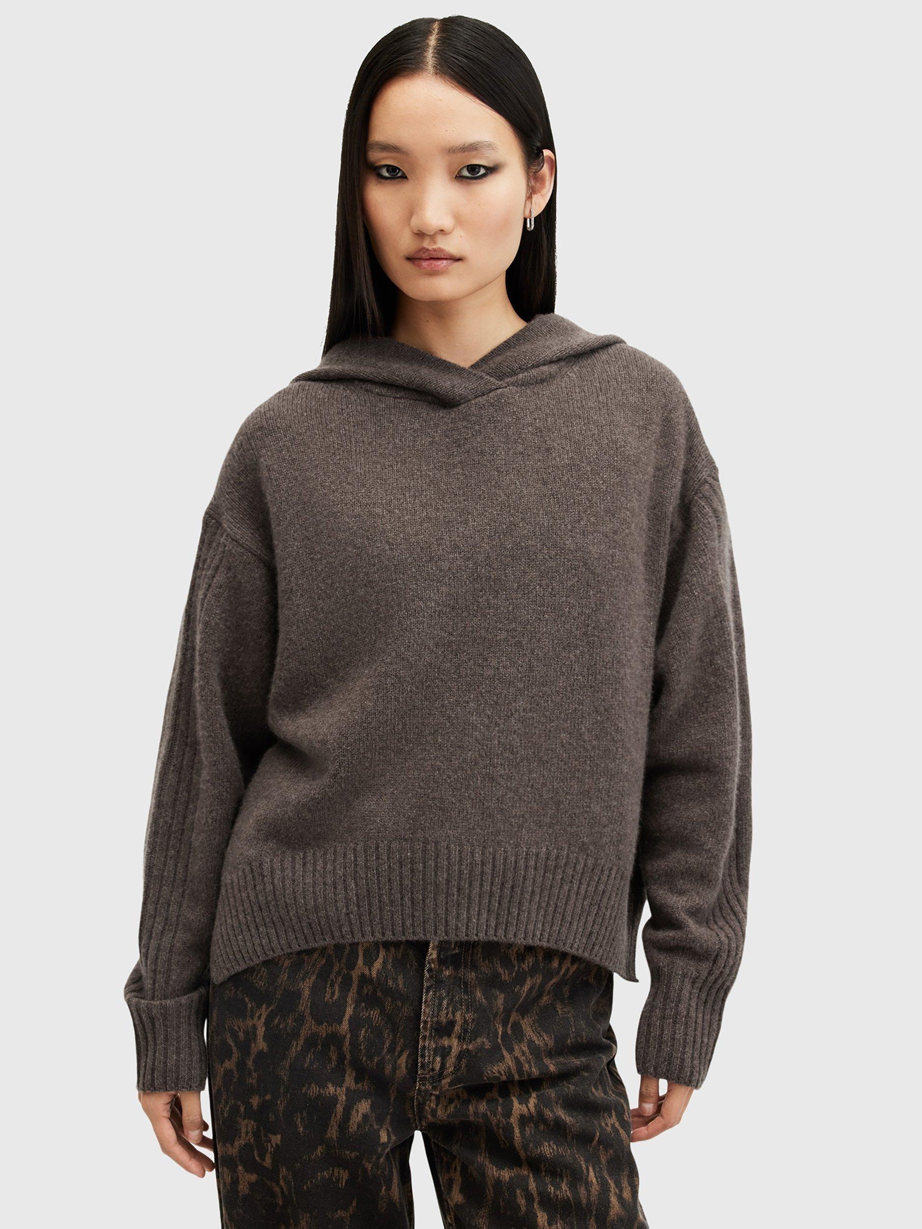 AllSaints Ines Cashmere Rich Hoodie, Mocca Brown