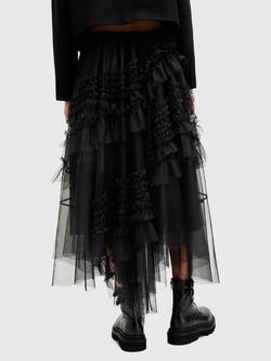 AllSaints Jen Tulle Skirt, Black - view 2, Black