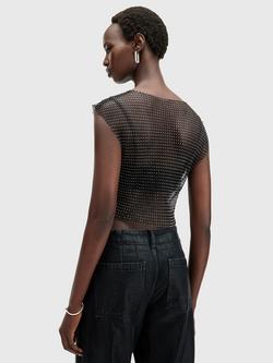 AllSaints Calytrix Sparkle Top, Black/Silver - view 2, Black/Silver