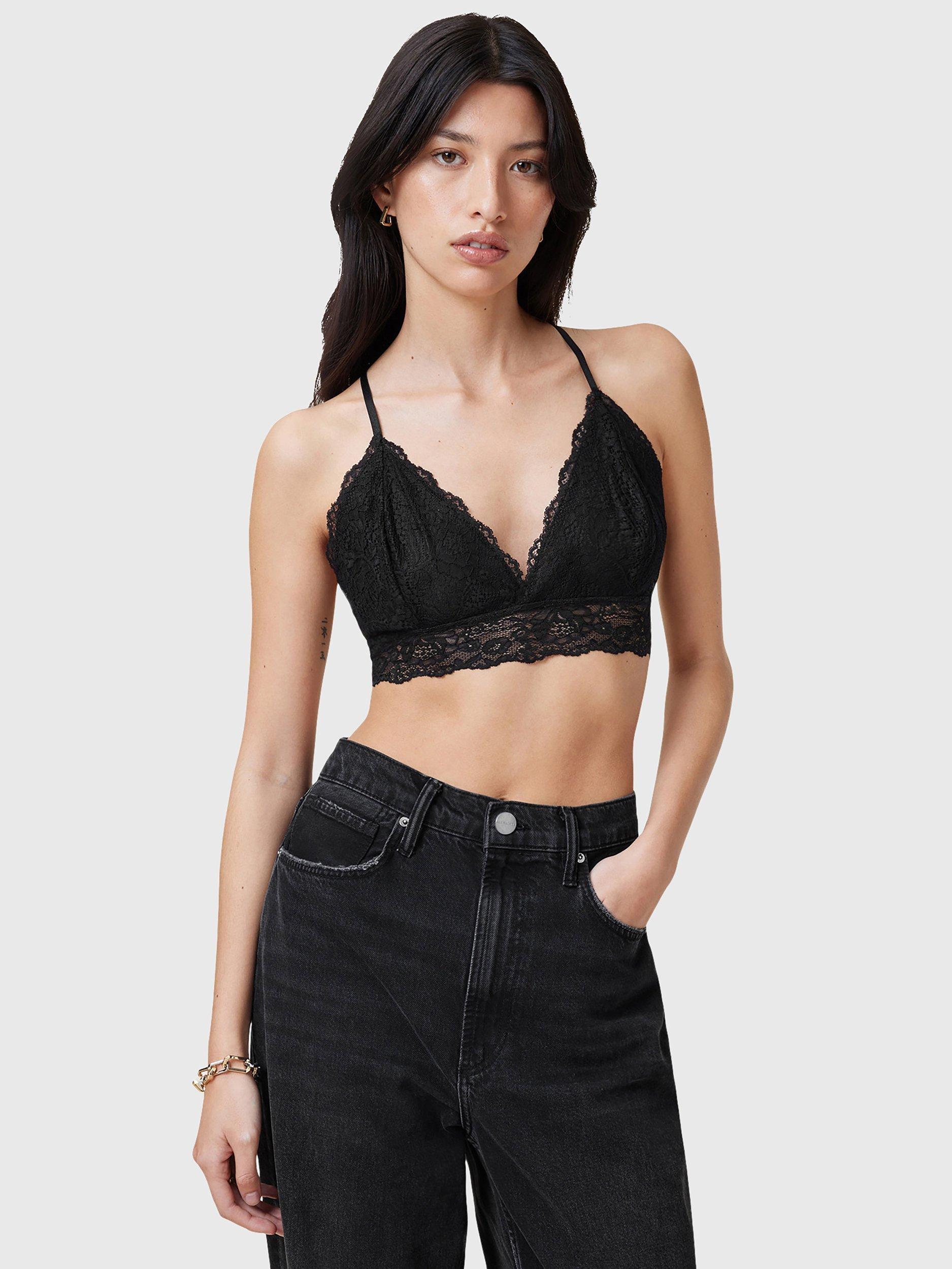 AllSaints Erity Lace Bralette, Black