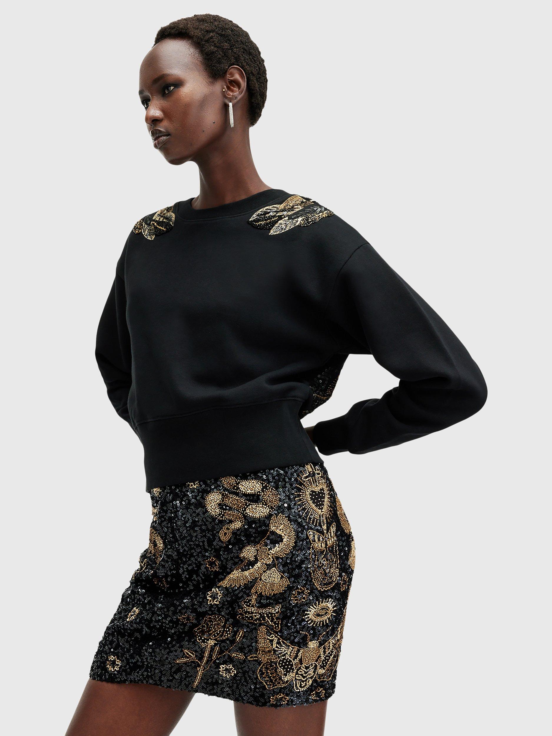 AllSaints Separo Wing Embellished Sweatshirt, Black