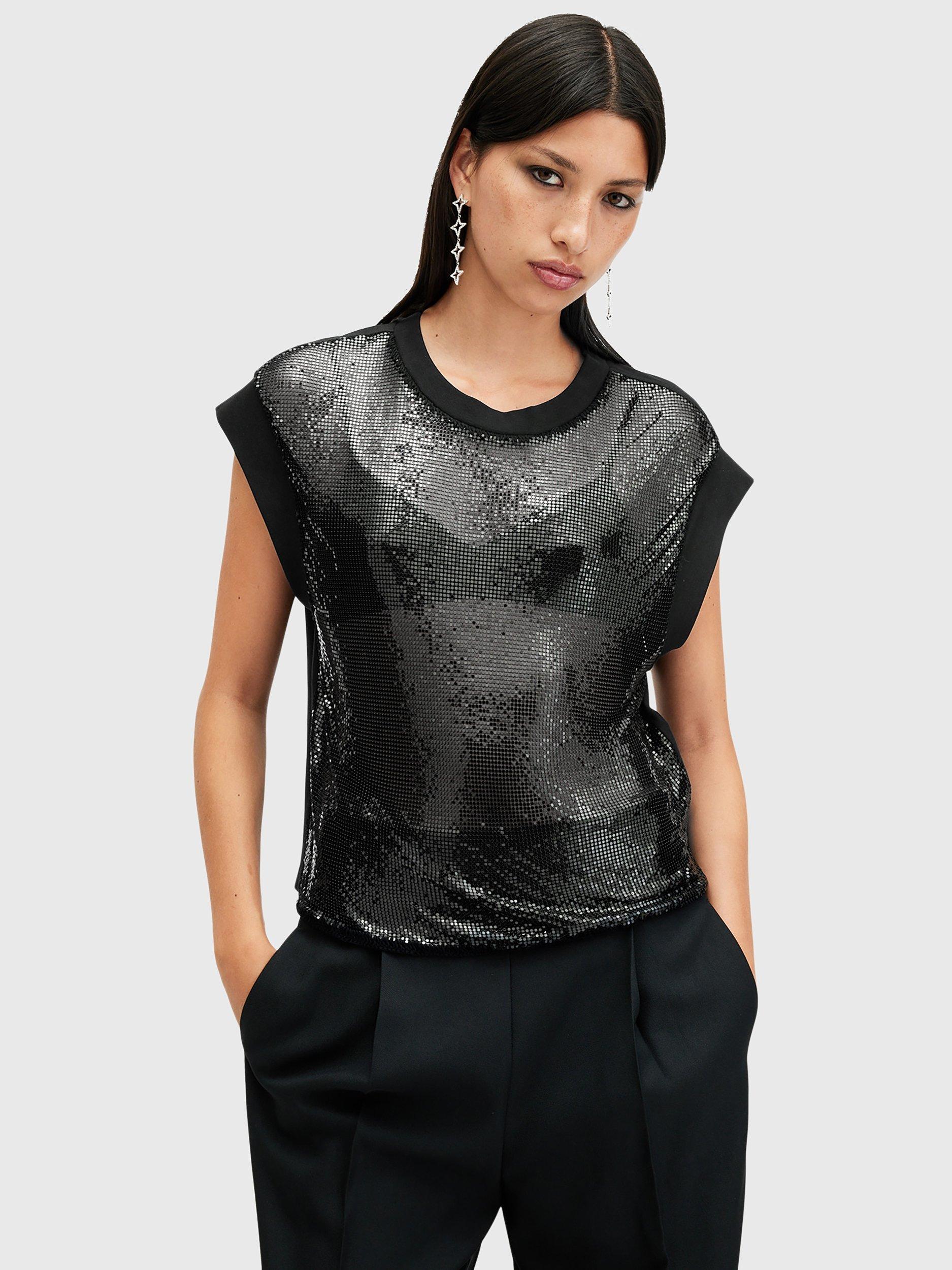 AllSaints Shane Chain Top, Black