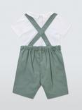 John Lewis Heirloom Collection Baby Cotton Twill Bibshorts and Peter Pan Collar Bodysuit Set, Green
