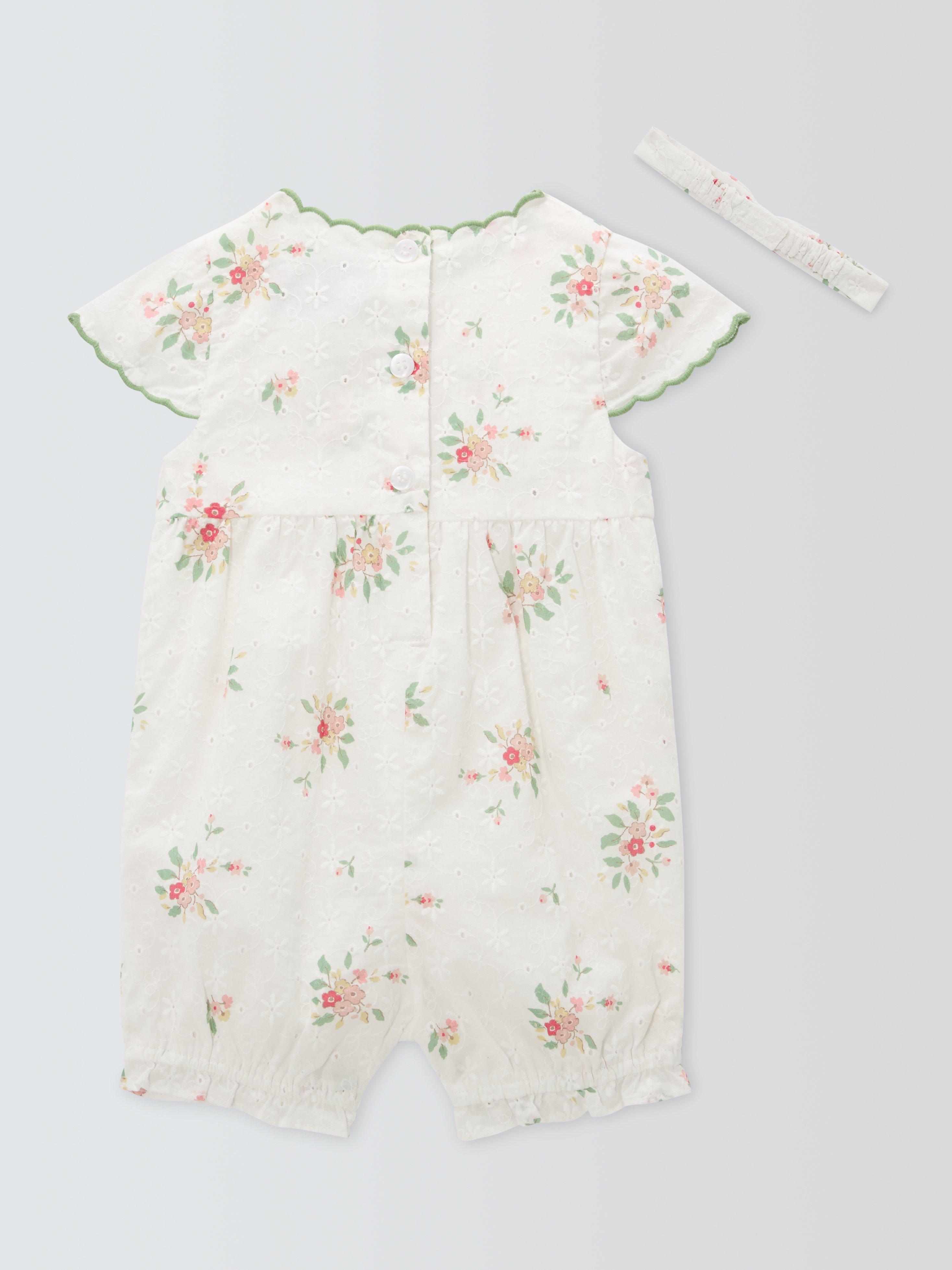 Product image 2 of 3, which shows John Lewis Heirloom Collection Baby Broderie Anglaise Romper and Headband Set, Multi, 0-3 months