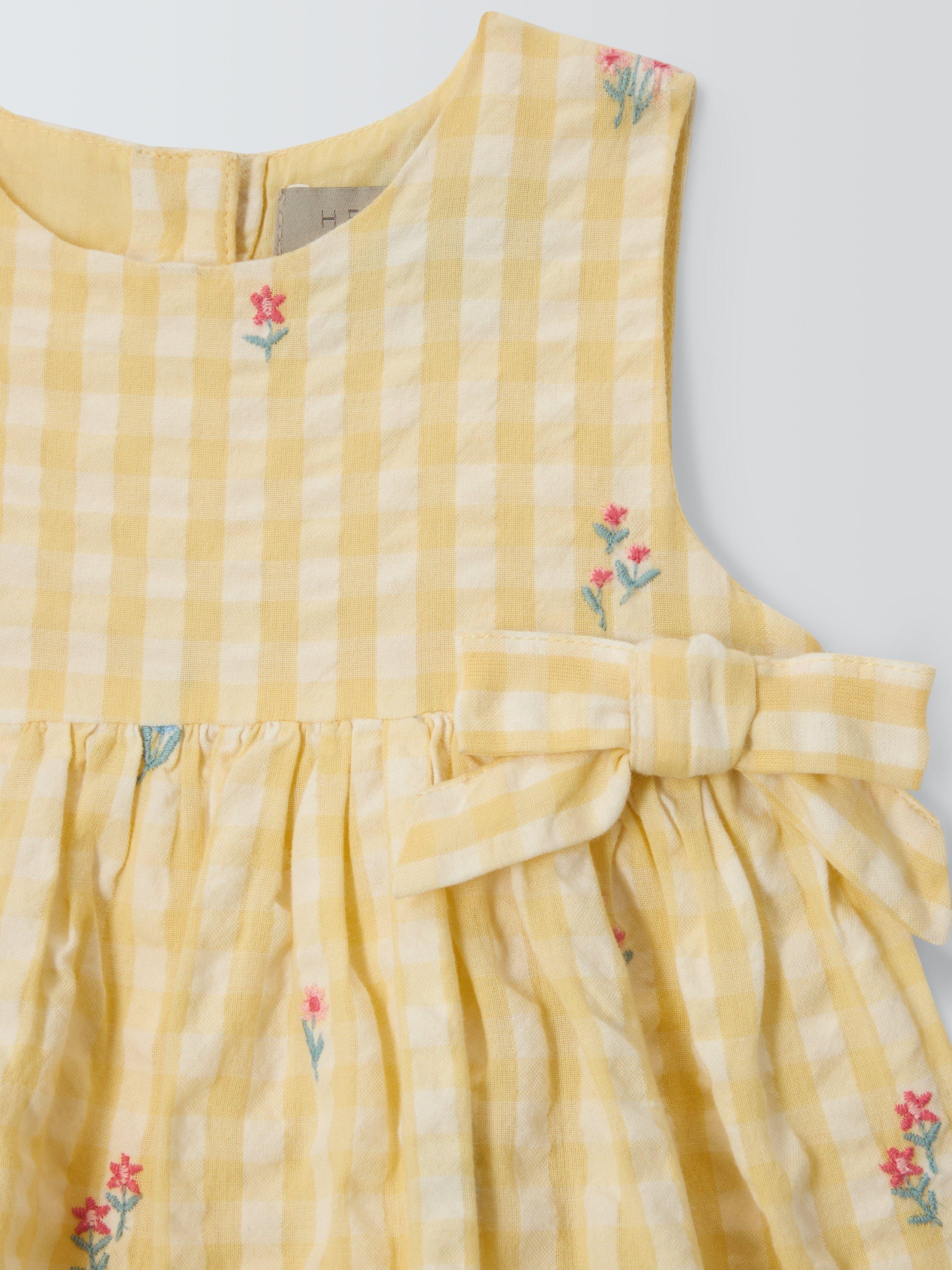 Product image 3 of 3, which shows John Lewis Heirloom Collection Baby Gingham Dress, Yellow, 0-3 months