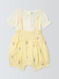 John Lewis Heirloom Collection Baby Gingham Dungarees and Shirt Set, Yellow