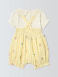 John Lewis Heirloom Collection Baby Gingham Dungarees and Shirt Set, Yellow