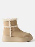 Mint Velvet Suede Chunky Ankle Boots, Beige