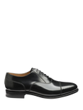 Loake Wide Fit Polished Toe Cap Oxford Shoes, Black