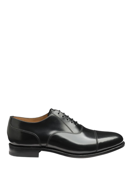 Loake Wide Fit Polished Toe Cap Oxford Shoes, Black, Black
