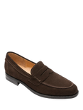 Loake Suede Saddle Loafers, Brown