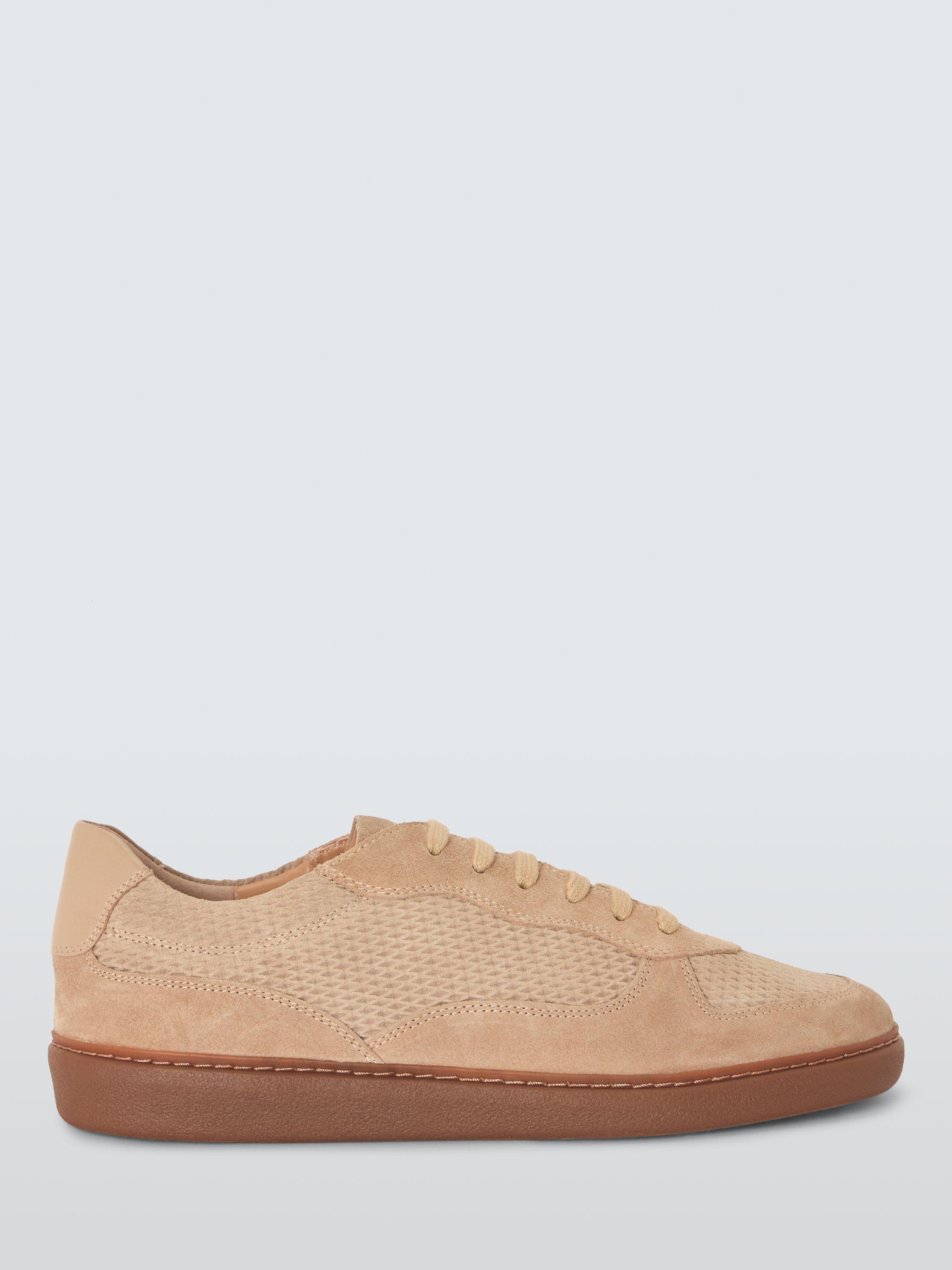 Product image 1 of 6, which shows John Lewis Fae Suede Lace Up Cupsole Trainers, Beige/Multi, 3