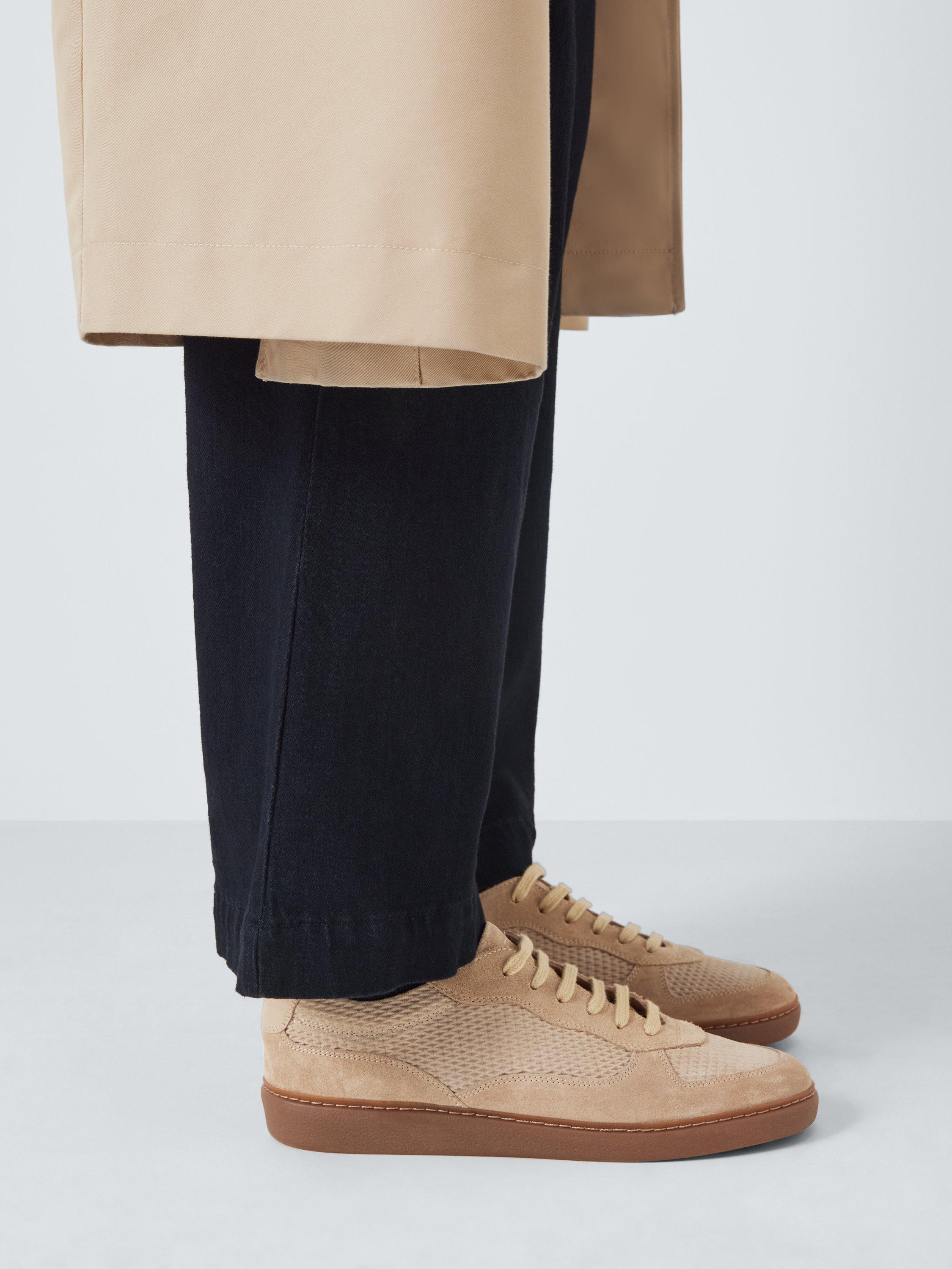 Product image 2 of 6, which shows John Lewis Fae Suede Lace Up Cupsole Trainers, Beige/Multi, 3