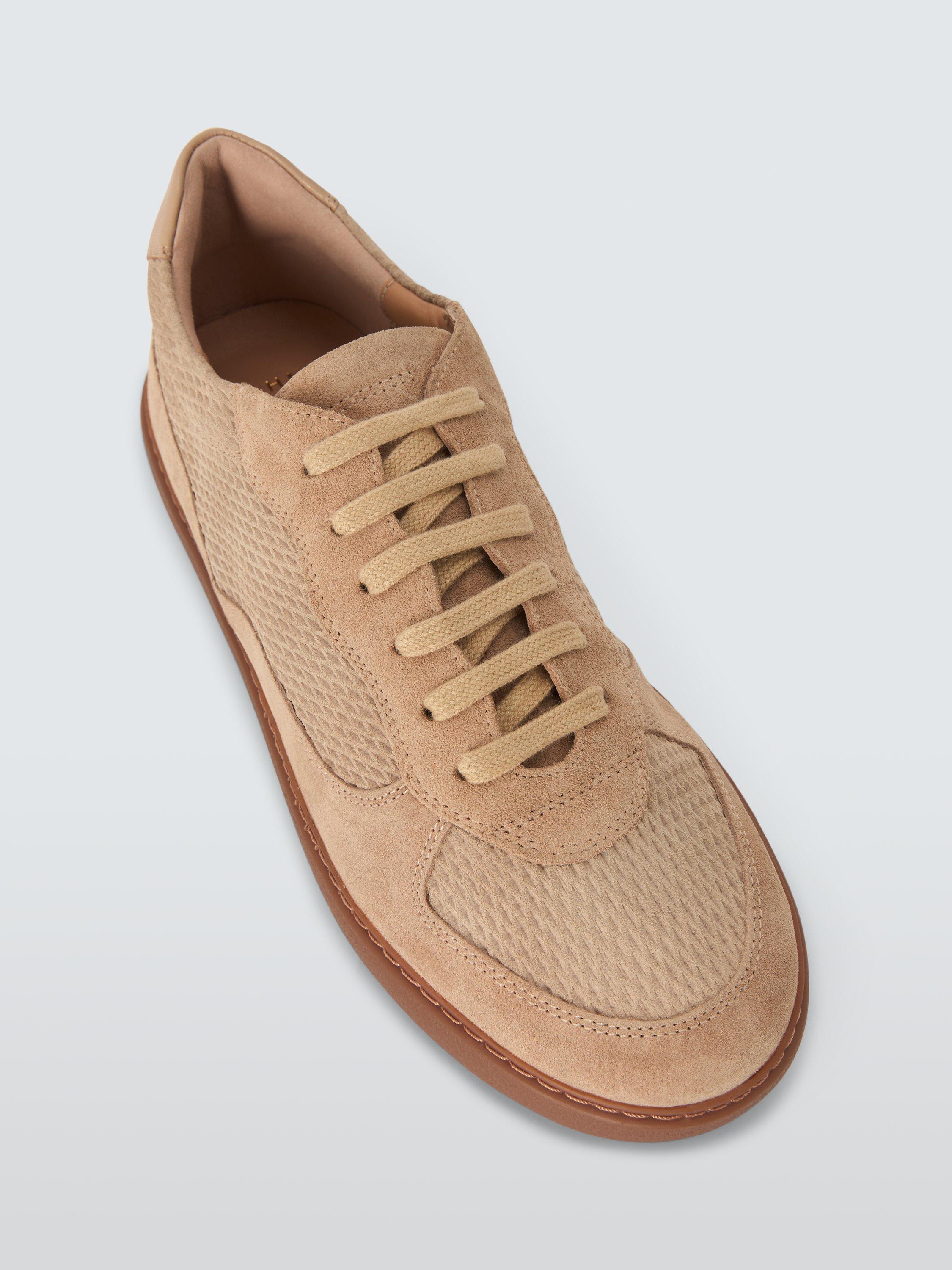 Product image 5 of 6, which shows John Lewis Fae Suede Lace Up Cupsole Trainers, Beige/Multi, 3