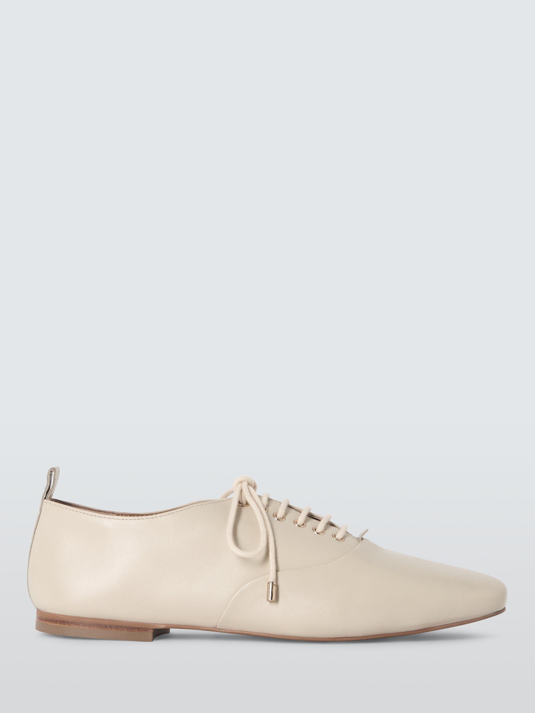 Product image 1 of 4, which shows John Lewis Hadley Leather Lace Up Ballerina Pumps, Cream, 3