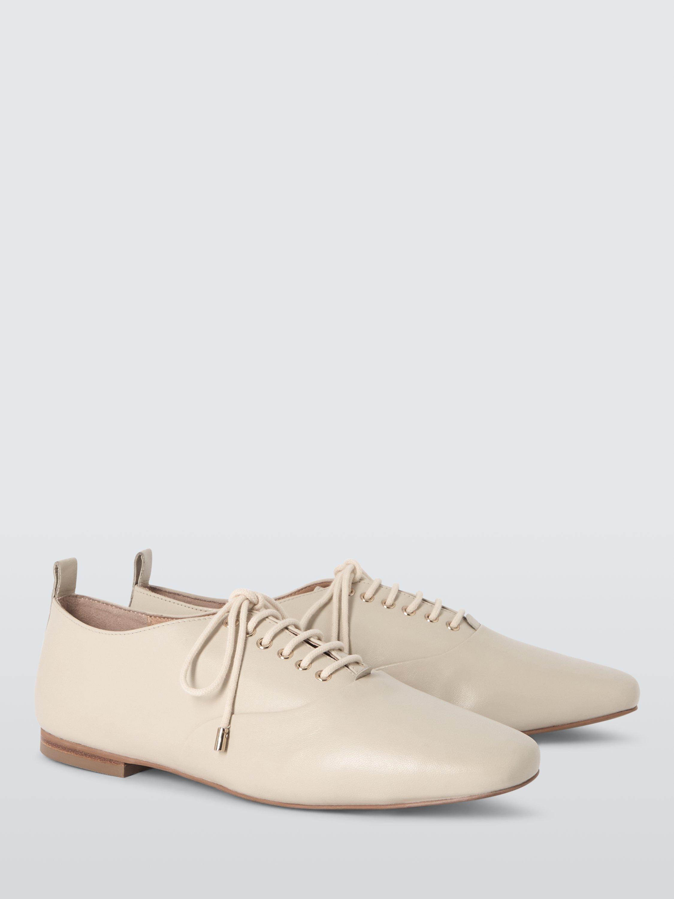 Product image 2 of 4, which shows John Lewis Hadley Leather Lace Up Ballerina Pumps, Cream, 3