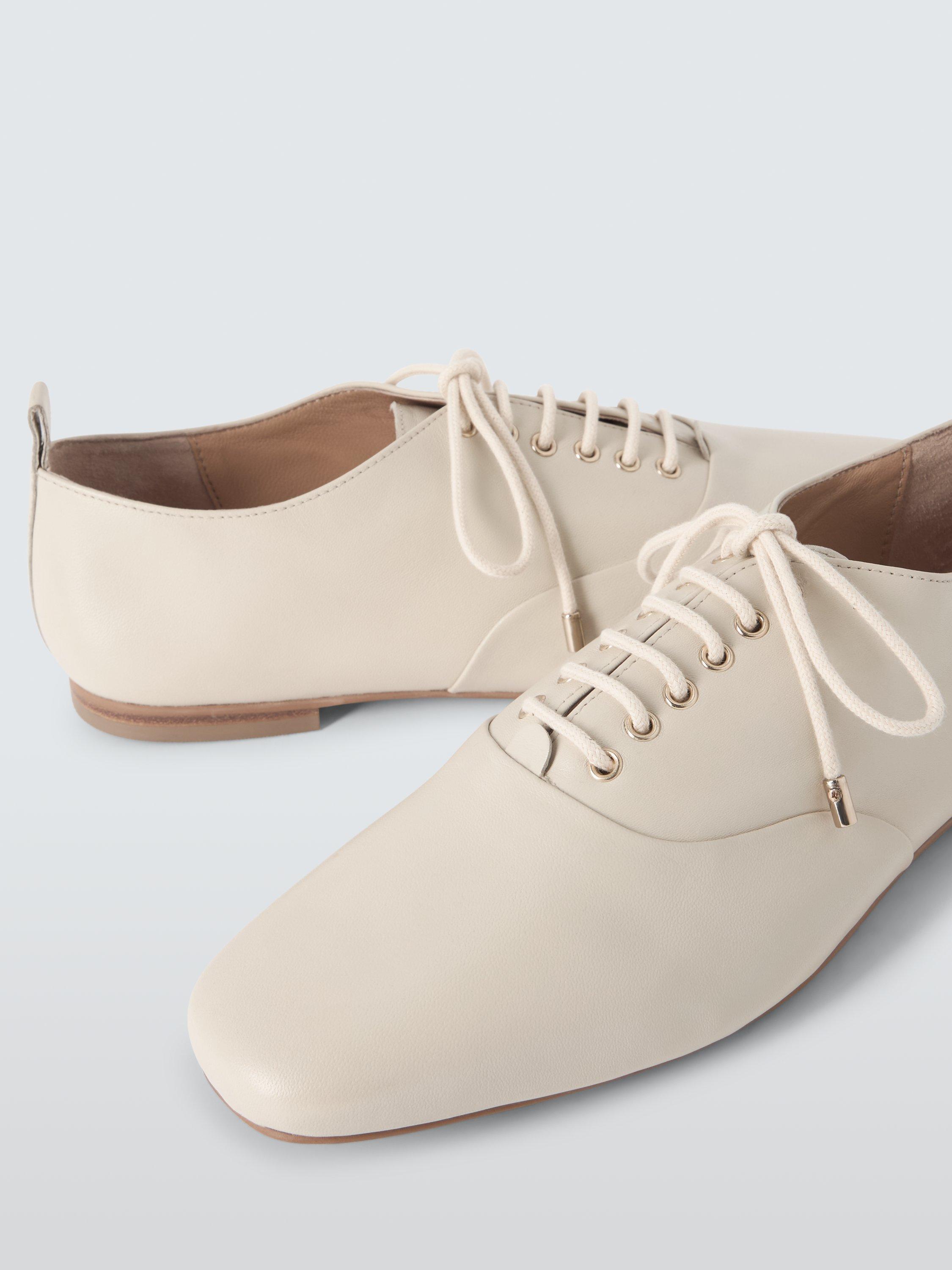Product image 3 of 4, which shows John Lewis Hadley Leather Lace Up Ballerina Pumps, Cream, 3