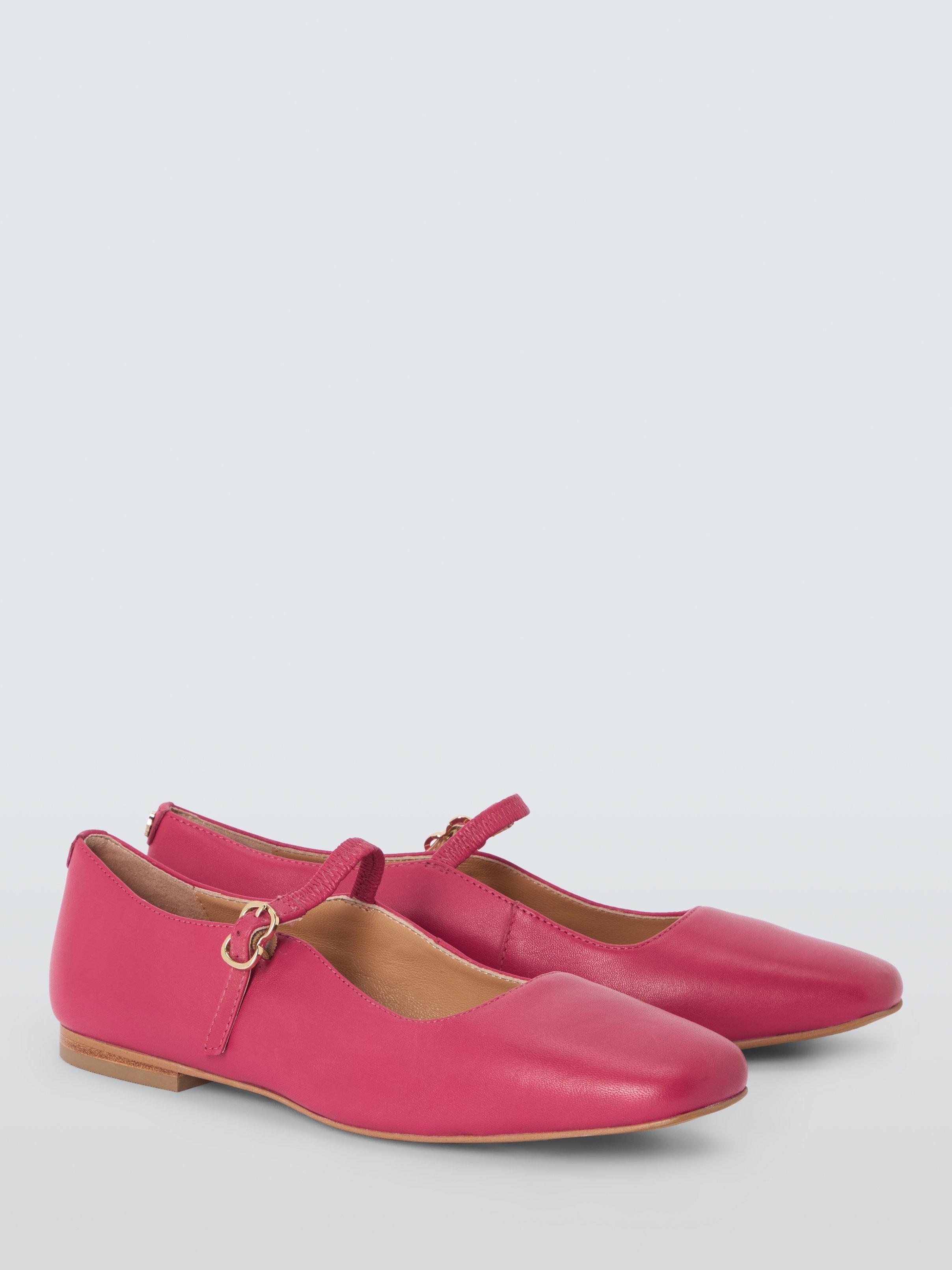 Product image 3 of 6, which shows John Lewis Harrietta Leather Mary Jane Ballerina Pumps, Pink, 3