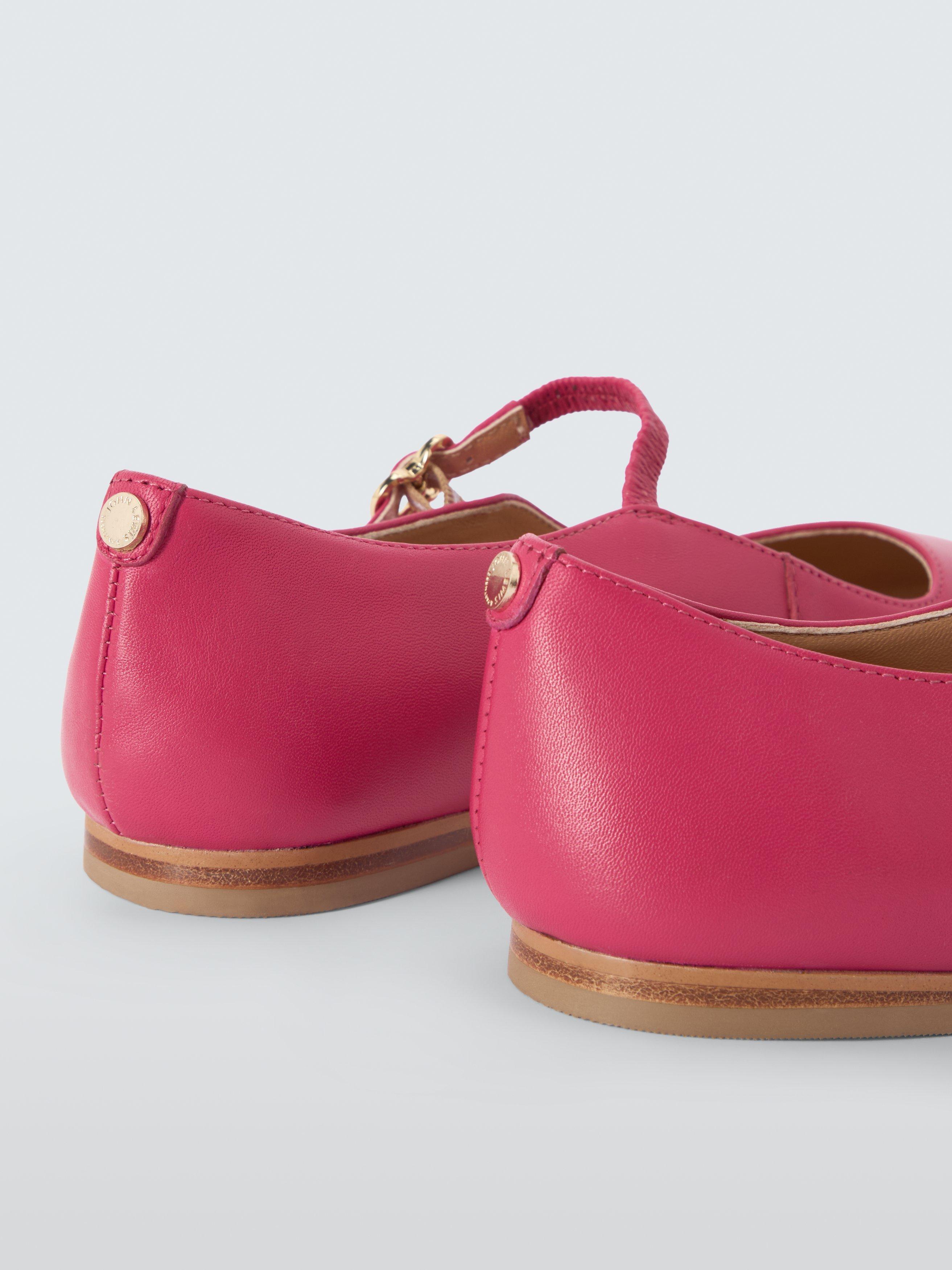 Product image 4 of 6, which shows John Lewis Harrietta Leather Mary Jane Ballerina Pumps, Pink, 3