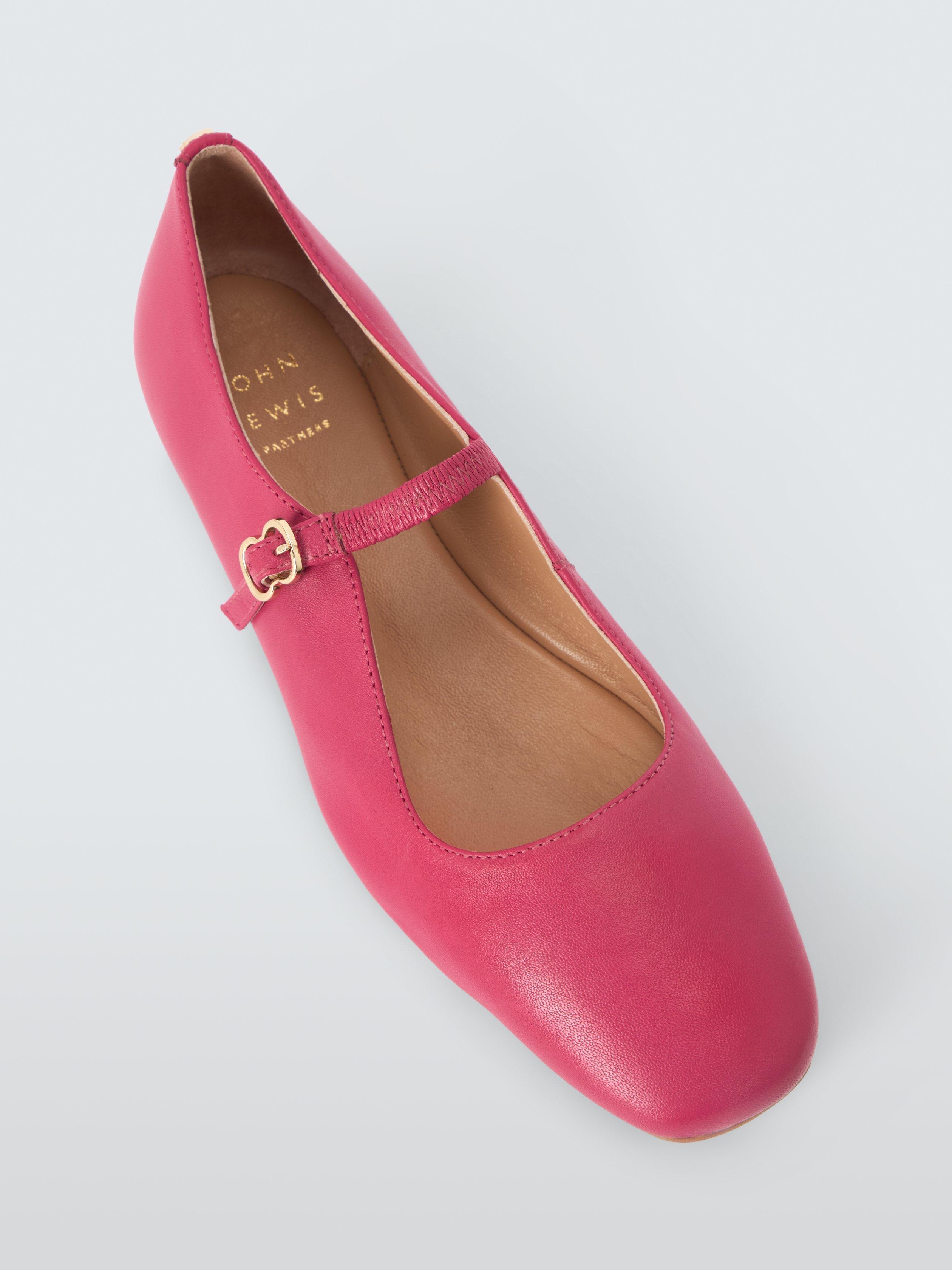 Product image 5 of 6, which shows John Lewis Harrietta Leather Mary Jane Ballerina Pumps, Pink, 3