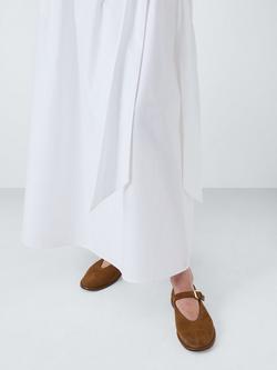 John Lewis Hettie Suede Round Toe High Cut Mary Jane Ballerina Pumps, Brown - view 2, Brown