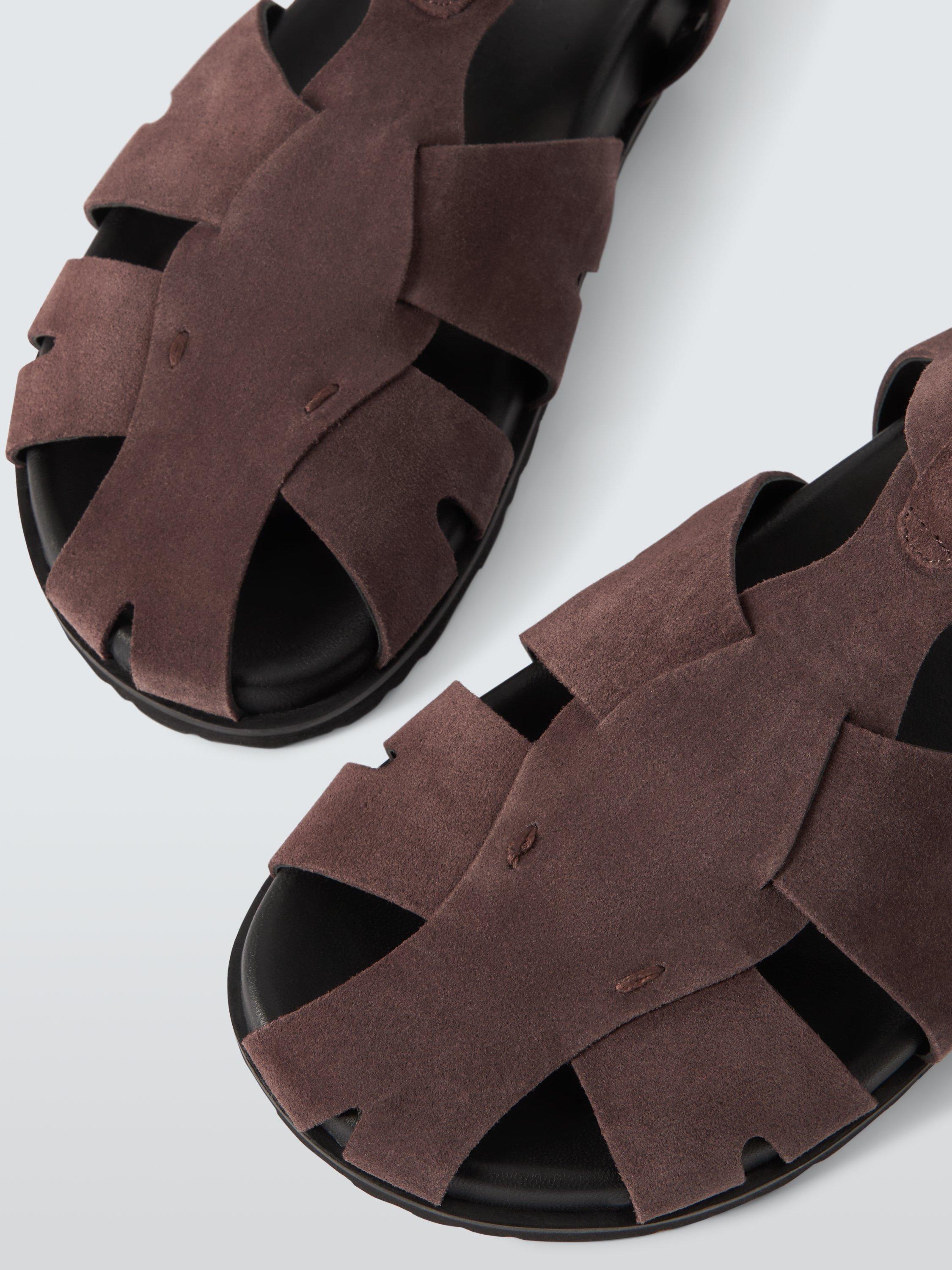 Product image 3 of 4, which shows John Lewis Lucille Suede Casual Footbed Fisherman Sandals, Chocolate, 3
