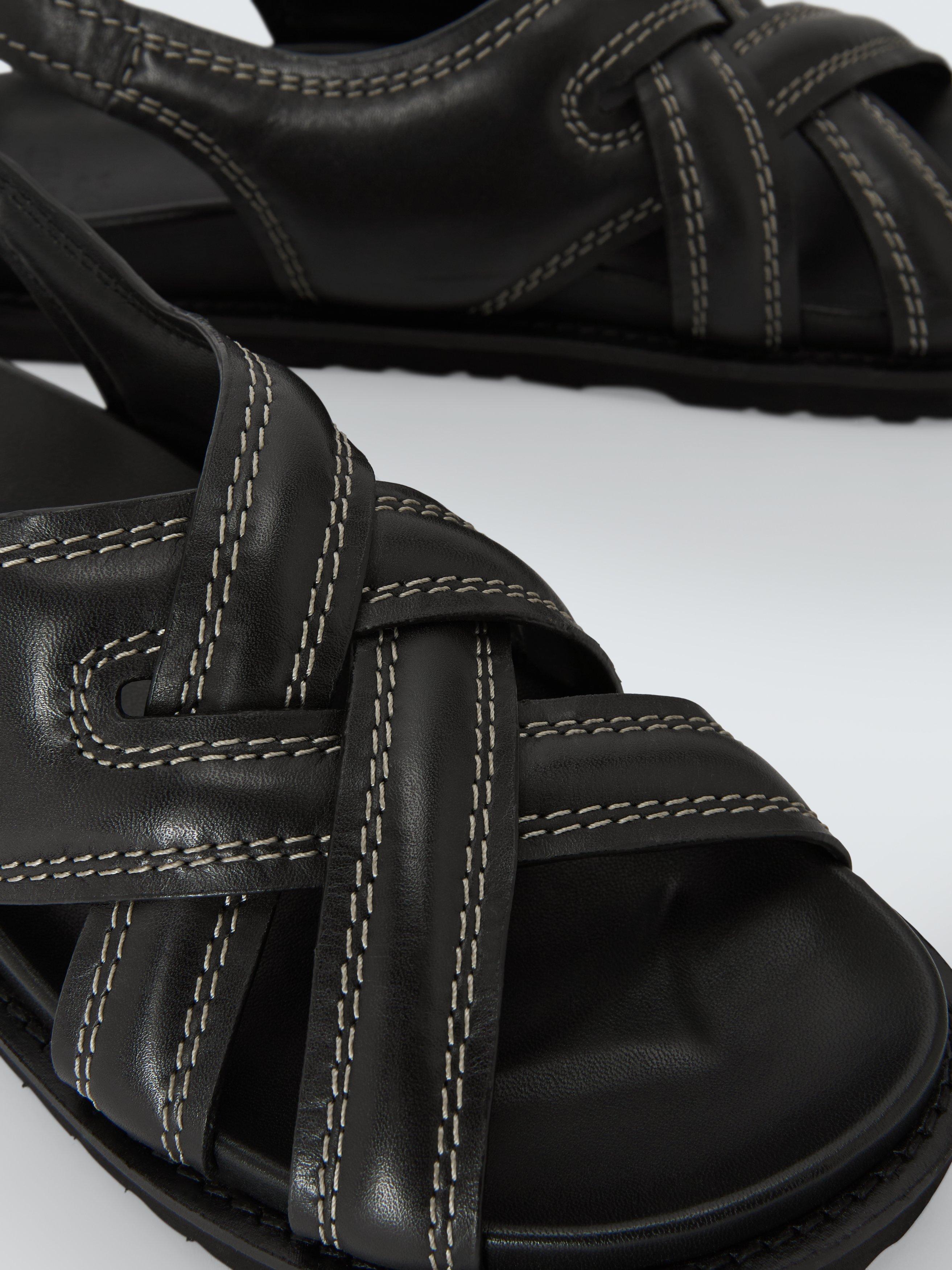 Product image 3 of 5, which shows AND/OR Laura Leather Padded Cross Strap Footbed Sandals, Black, 4