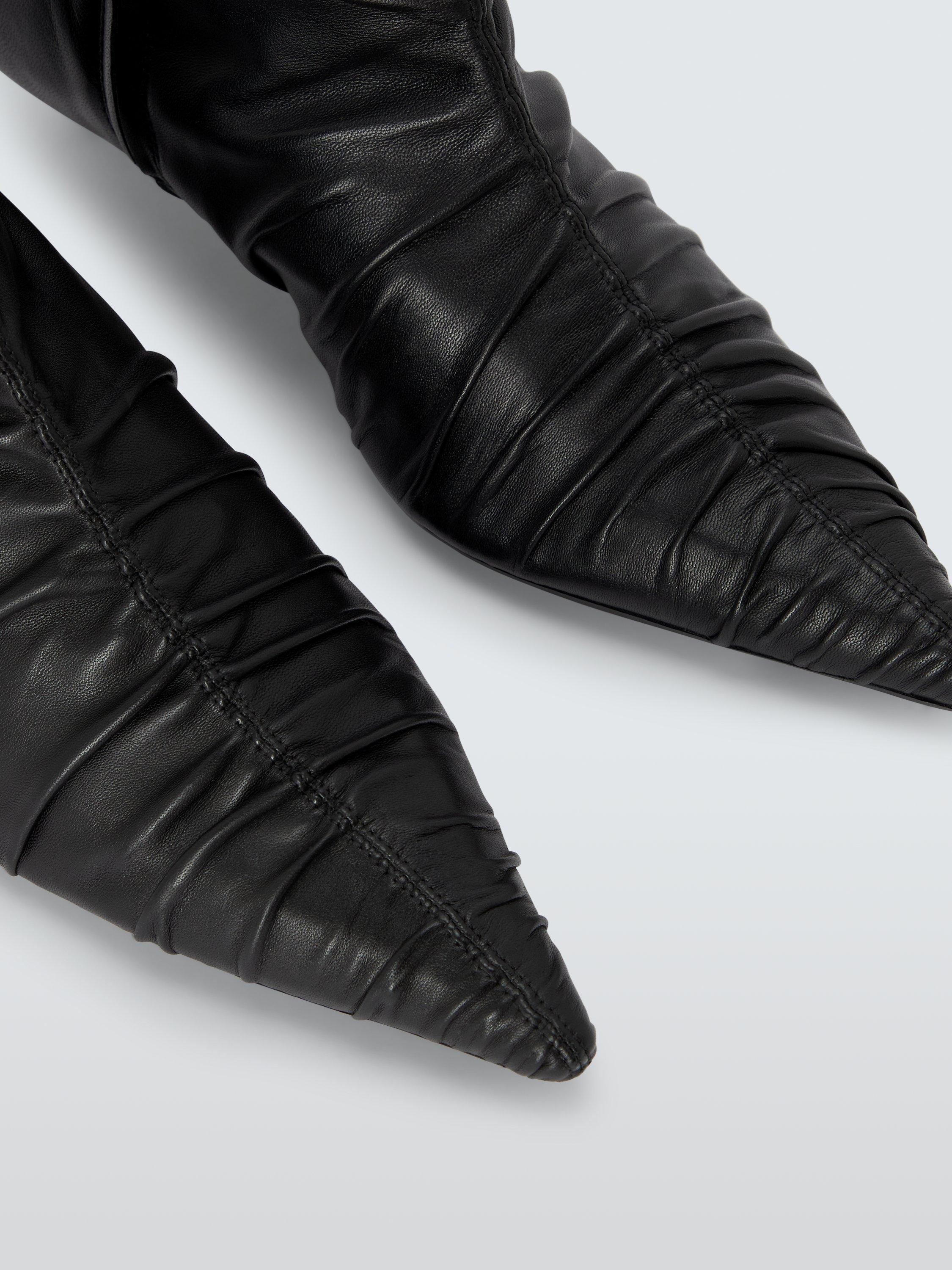 Product image 5 of 6, which shows John Lewis Presley Leather Ruched Kitten Heel Ankle Boots, Black, 3