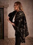 Mint Velvet Paisley Print Cape, Black, One Size