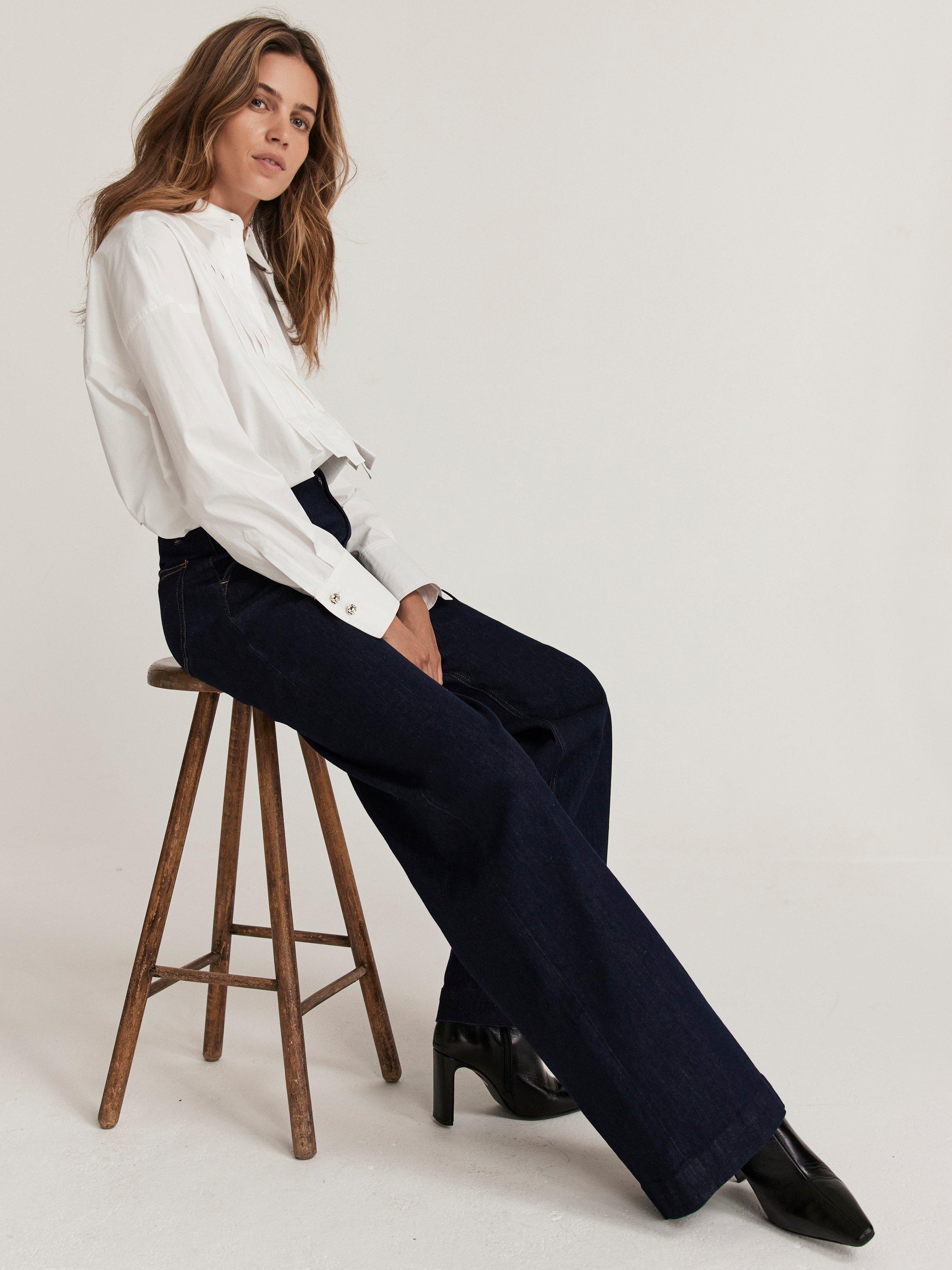 Product image 2 of 8, which shows Mint Velvet Tailored Wide Leg Jeans, Blue Navy, 6R
