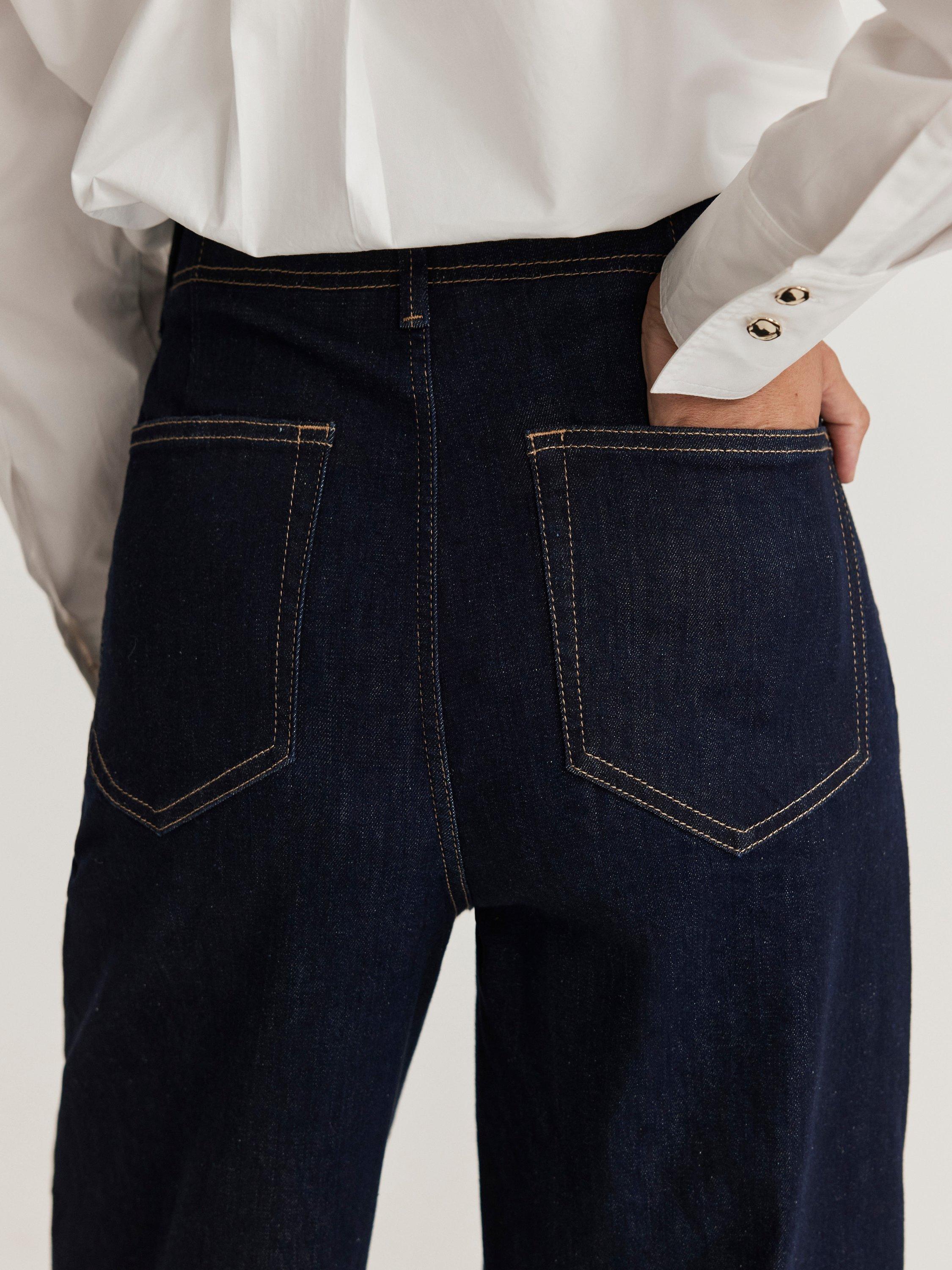 Product image 5 of 8, which shows Mint Velvet Tailored Wide Leg Jeans, Blue Navy, 6R