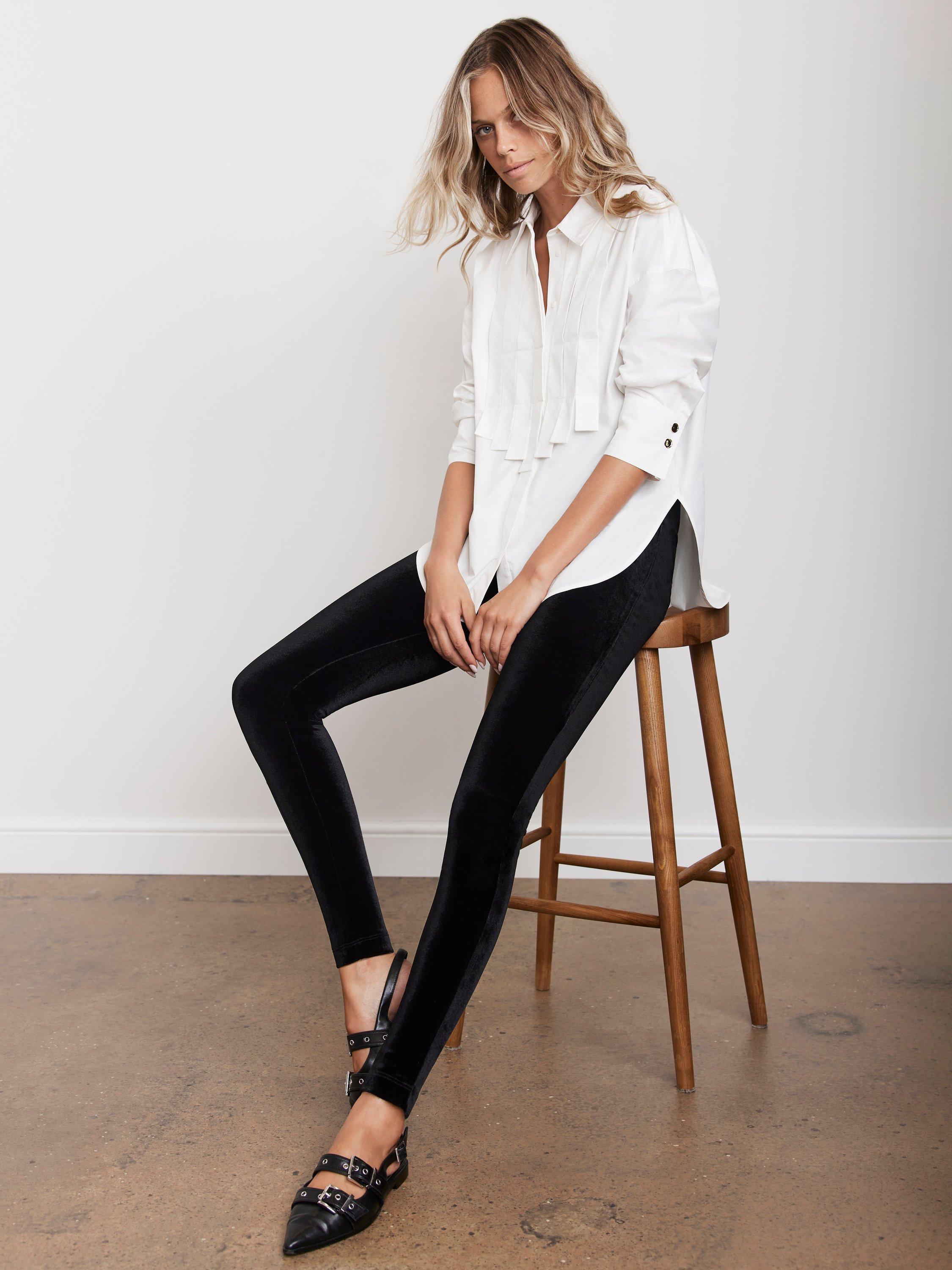 Mint Velvet High Rise Velvet Leggings Black