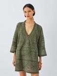 John Lewis Jacquard Mesh Kaftan, Khaki