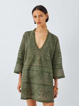 John Lewis Jacquard Mesh Kaftan, Khaki